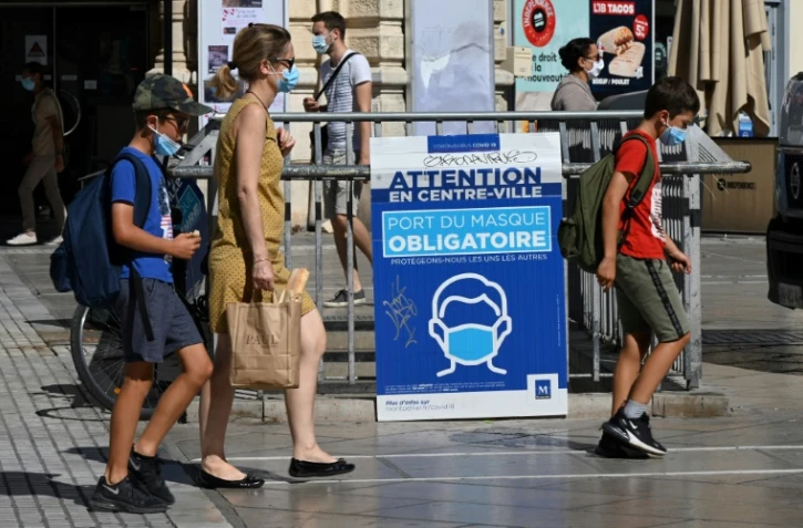 Une affiche indiquant que le port du masque est obligatoire dans le centre-ville, le 25 août 2020 à Montpellier