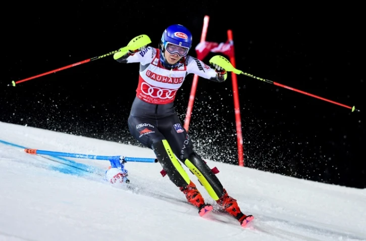 L'Américaine Mikaela Shiffrin lors du slalom parallèle de Stockholm, le 19 février 2019