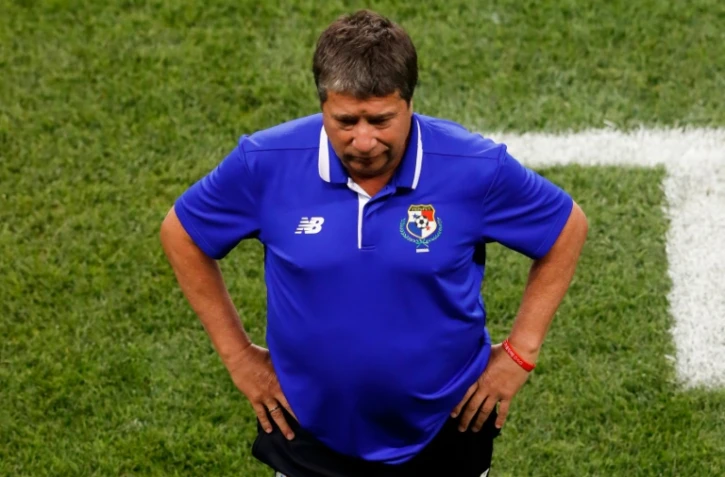 Le technicien colombien Hernan Dario Gomez, alors en charge du Panama, contre la Tunisie, dans le groupe G du Mondial à Saransk, le 28 juin 2018