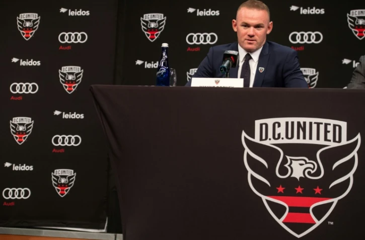 L'attaquant anglais Wayne Rooney, recruté par le club de DC United (Championnat nord-américain de football, MLS) répond aux questions de la presse le 2 juillet 2018 à WAshington