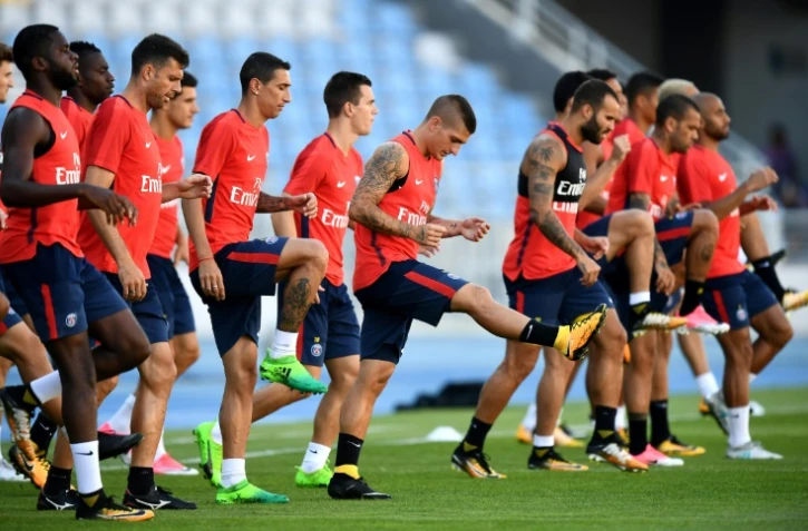 Les joueurs du PSG à l'entraînement à Tanger, à la veille du Trophée des champions, le 28 juillet 2017