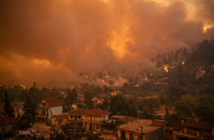 Les feux de forêt continuaint dimanche 8 août de ravager l'île grecque d'Eubée, en proie aux incendies depuis six jours