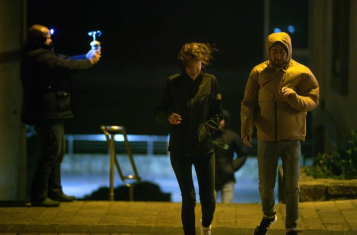 Dans une rue de Quiberon (Morbihan), lors de la tempête Alex, le 1er octobre 2020