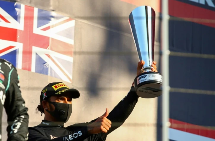 Le Britannique Lewis Hamilton (Mercedes) vainqueur du GP de Toscane, à Scarperia e San Piero, le 13 septembre 2020