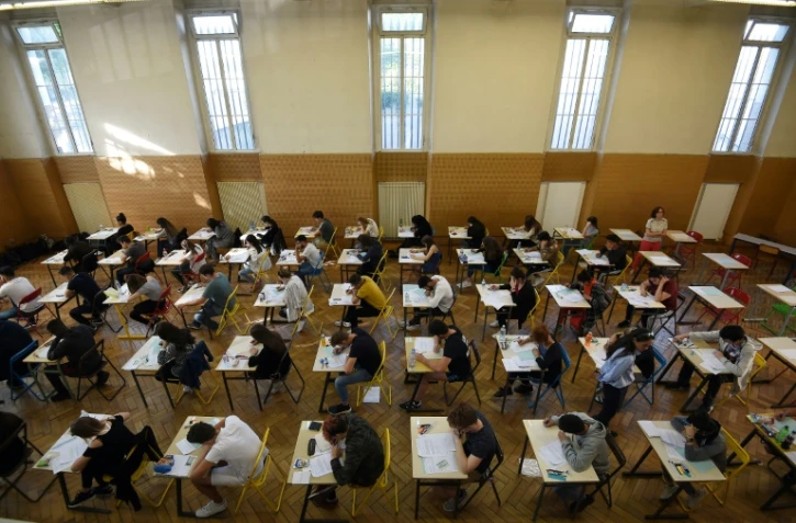 Des candidats au baccalauréat passent l'épreuve de philo, le 18 juin 2018, dans un lycée à Strasbourg