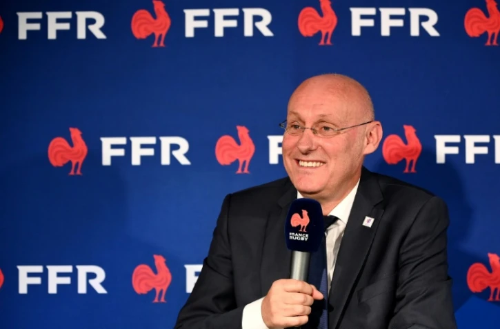 Le président de la Fédération de rugby (FFR) Bernard Laporte lors d'un point presse au siège de l'instance à Marcoussis, le 3 octobre 2020