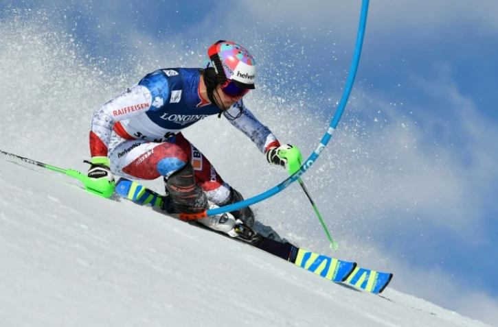 Le Suisse Luca Aerni lors du slalom du combiné des Mondiaux de St Moritz, le 13 février 2017
