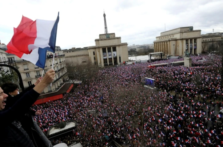 Manifestation pro-Fillon au Trocadéro à Paris, le 5 mars 2017