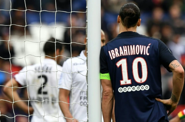 L'attaquant du PSG Zlatan Ibrahimovic lors du match de Ligue 1 face à Caen, le 16 avril 2016 au Parc des Princes