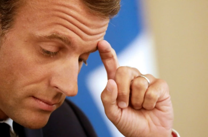 Le président Emmanuel Macron lors d'une conférence de presse tenue à Helsinki le 30 août 2018.