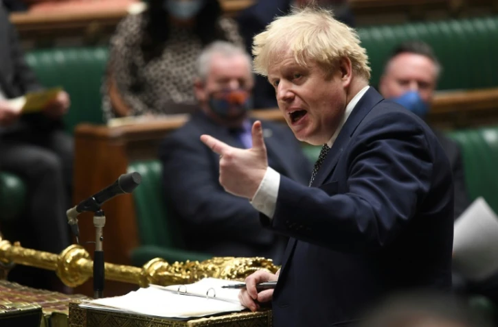 Le Premier ministre britannique Boris Johnson, le 25 janvier 2022 devant le parlement à Londres