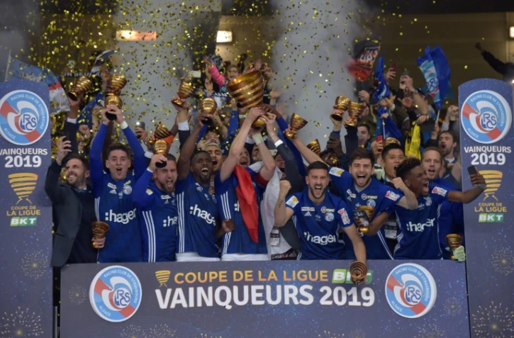 Strasbourg remporte la finale de la Coupe de la Ligue face à Guingamp le 30 mars 2019 à Villeneuve d'Ascq