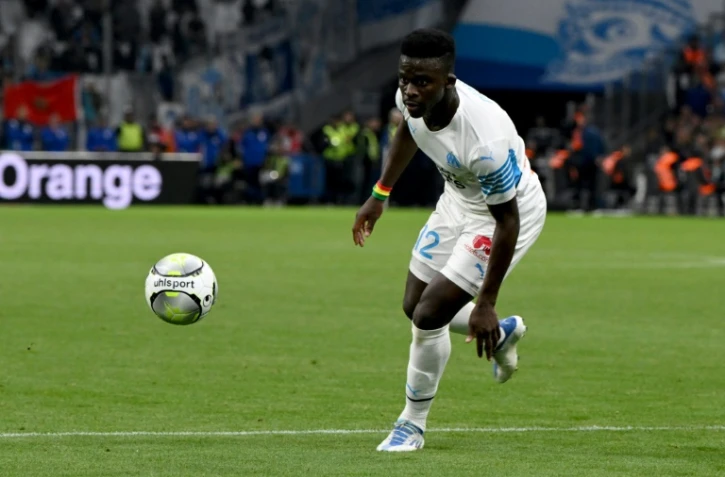 L'attaquant de Marseille Bamba Dieng contre Lyon le 1er mai 2022 au Stade Vélodrome