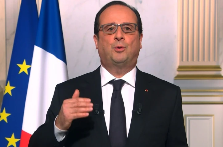 Capture d'écran de François Hollande lors de ses voeux télévisés adressés aux Français, le 31 décembre 2015