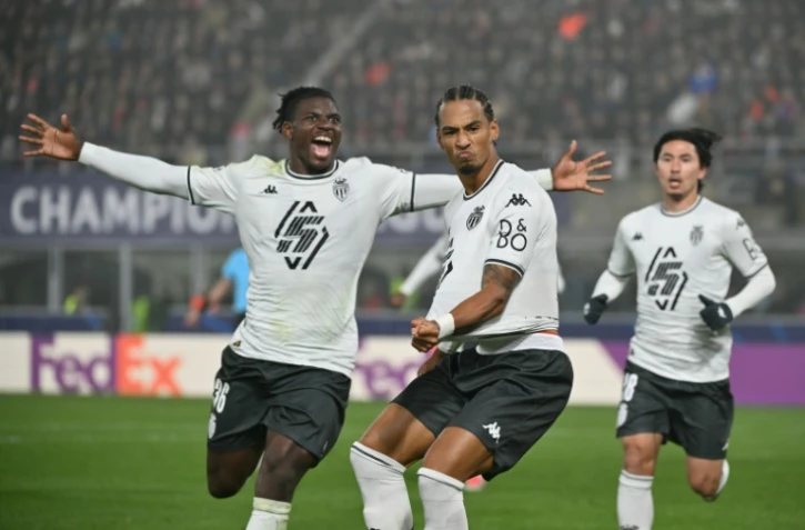 Le défenseur de Monaco Thilo Kehrer célèbre son but contre Bologne, le 5 novembre 2024 en Ligue des champions à Bologne.