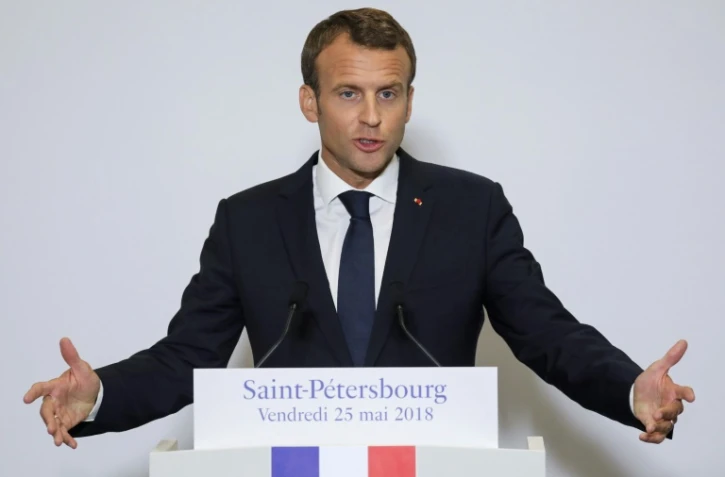Emmanuel Macron, le 25 mai 2018 à l'Institut français de Saint-Pétersbourg
