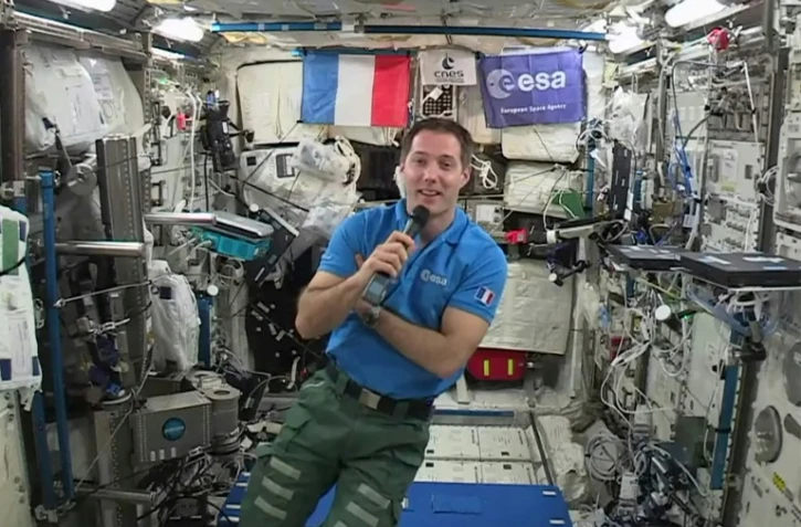 L'astronaute français Thomas Pesquet, le 30 mai 2017 à bord de la Station spatiale internationale