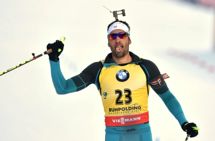 Le biathlète français Martin Fourcade à l'arrivée du 20 km individuel de Ruhpolding, le 10 janvier 2018