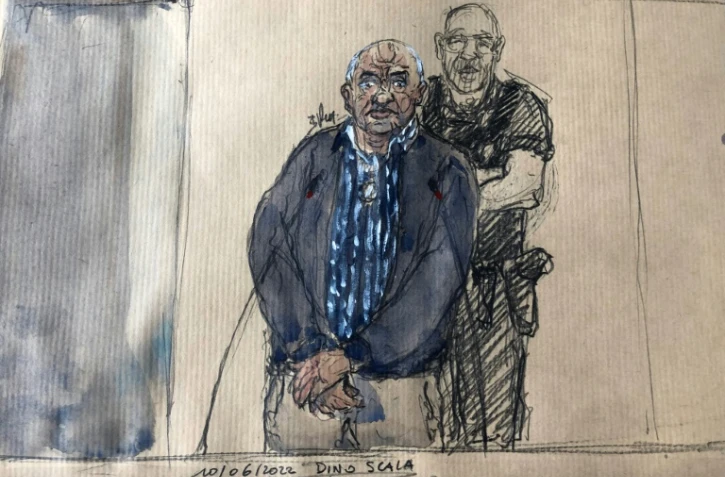 Croquis d'audience de Dino Scala à l'ouverture de son procès à Douai, le 10 juin 2022 