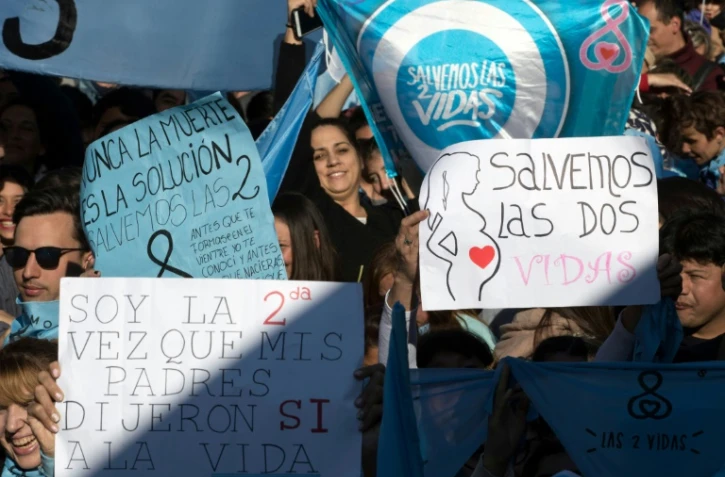 Manifestation à l'appel des églises évangéliques contre le projet de légalisation de l'avortement, le 4 août 2018 à Buenos Aires, en Argentine
