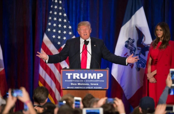 Donald Trump après sa défaite aux primaires républicaines de l'Iowa, le 1er février 2016 à Des Moines