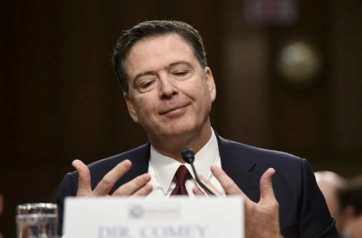 L'ex-directeur du FBI James Comey lors de son audition au Sénat américain, le 8 juin 2017 à Washington