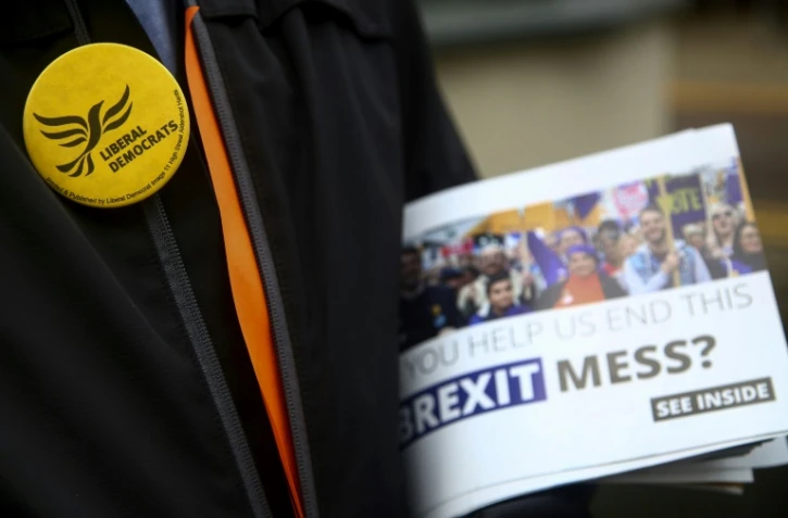 Un pamphlet électoral de la campagne pour les élections européennes du parti Libéral-démocrate, à Bristol, le 8 mai 2019