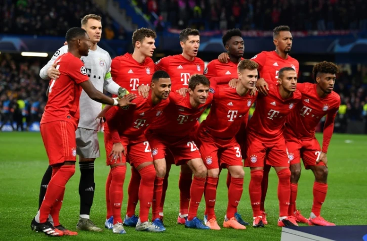 L'équipe du Bayern Munich avant le coup d'envoi du huitième de finale aller de Ligue des champions remporté sur la pelouse de Chelsea (3-0) le 25 février 2020.