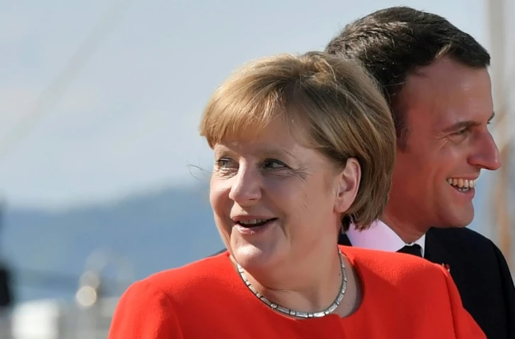 La chancelière allemande Angela Merkel et le président français Emmanuel Macron à Trieste (Italie), le 12 juillet 2017