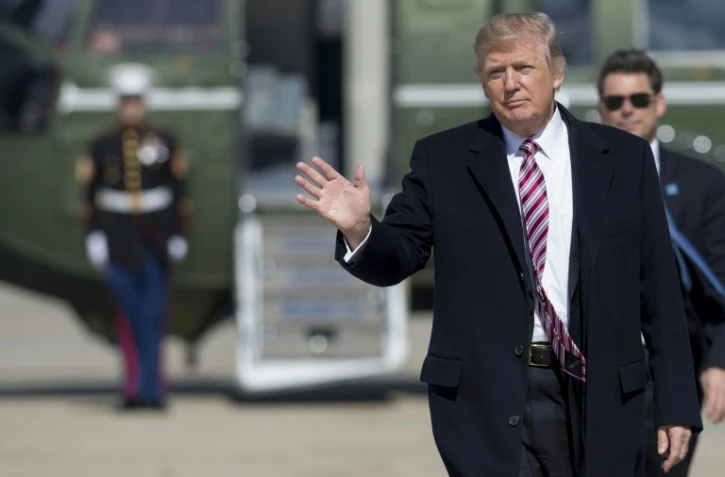 Donald Trump à la base Andrews Air Force dans le  Maryland, le 2 mars 2017