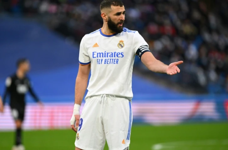 Karim Benzema, joueur du Real Madrid lors d'un match au stade Santiago Bernabeu à Madrid, le 23 janvier 2022