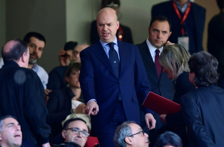 Le directeur général de l'AC Milan Marco Fassone arrive à San Siro pour le match de Serie A face à Empoli, le 23 avril 2017