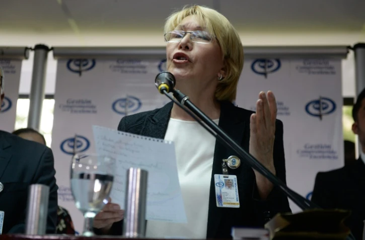 Luisa Ortega, procureure générale du Venezuela, lors d'une conférence de presse, le 24 mai 2017 à Caracas