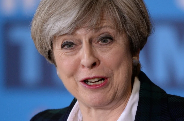 Theresa May en campagne à Carlton près de Nottingham, le 10 mai 2017
