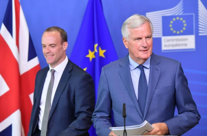 Le négociateur du Brexit pour l'UE Michel Barnier et le ministre britannique chargé du Brexit Dominic Raab à Bruxelles le 31 août 2018