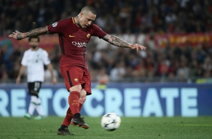 Le milieu belge Radja Nainggolan avec la Roma contre Liverpool au stade olympique de Rome, le 2 mai 2018