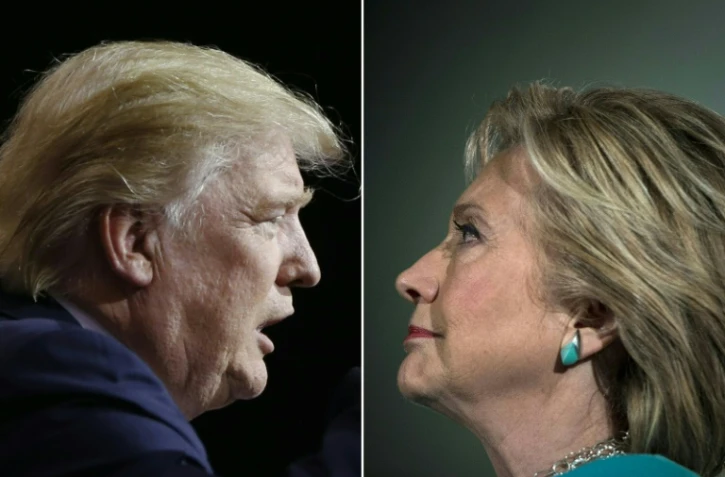 Donald Trump à Cleveland dans l'Ohio, le 22 octobre 2016 et Hillary Clinton, à Manchester dans le New Hampshire le 6 novembre 2016