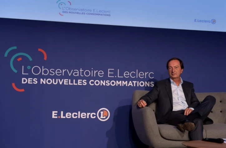 Michel-Edouard Leclerc, patron de l'enseigne, lors de la "Journée des nouvelles consommations", à Paris, le 4 octobre 2017
