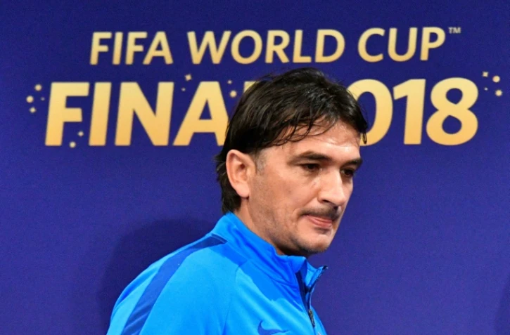 Le sélectionneur croate Zlatko Dalic arrive pour une conférence de presse, le 14 juillet 2018 à Moscou