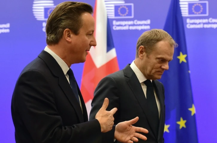 Le Premier ministre britannique David Cameron et le président du Conseil européen Donald Tusk le 24 septembre 2015 à Bruxelles