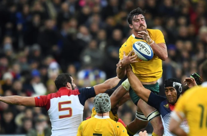 Le 2e ligne australien Kane Douglas face à la France en test match, le 19 novembre 2016 au Stade de France