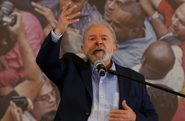 L'ancien président brésilien Luiz Inacio Lula da Silva lors d'une conférence de presse le 10 mars 2021 à Qao Paulo (Brésil)