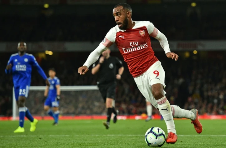L'attaquant français d'Arsenal Alexandre Lacazette contre Leicester en Premier League, le 22 octobre 2018 à Londres