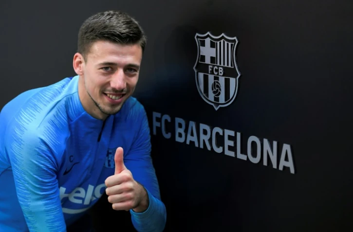 Le défenseur du Barça, Clément Lenglet, lors d'une interview à l'AFP au centre d'entraînement de Sant Joan Despí, le 13 février 2019 