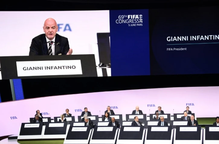 Le président de la Fifa Gianni Infantino ouvre le 69e Congrès de l'instance internationale, le 5 juin 2019 à Paris