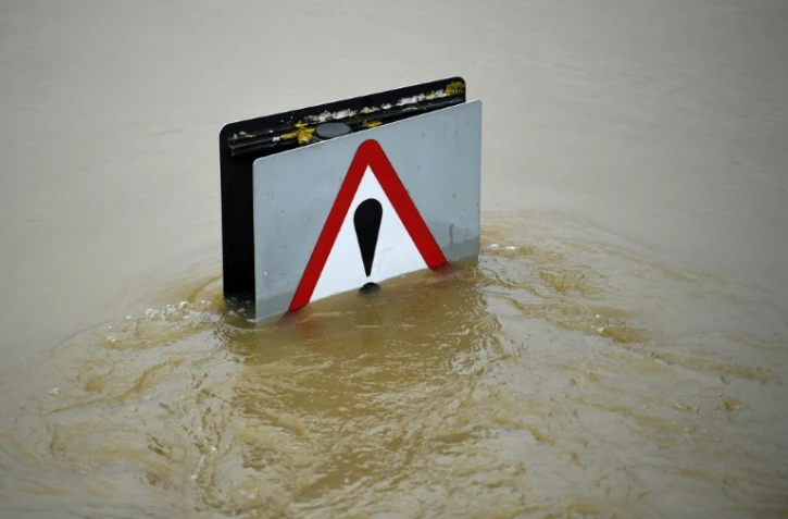 Inondation à Shrewsbury, dans l'ouest de l'Angleterre, après le passage de la tempête Christoph, le 22 janvier 2021