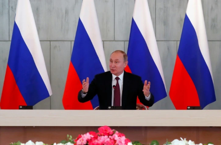 Vladimir Poutine lors de sa campagne électorale à Saint-Pétersbourg, le 16 mars 2018