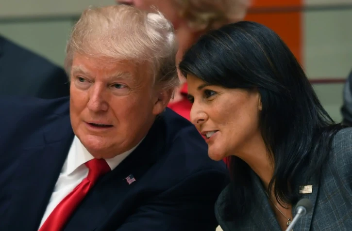 Le président Donald Trump et l'ambassadrice Nikki Haley à New York le 18 septembre 2017