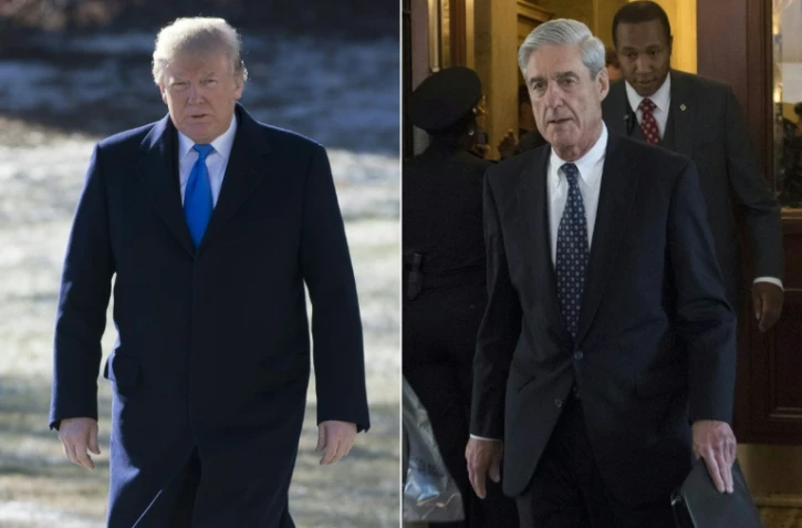 Photo montage créé le 24 janvier 2018 du président Donald Trump (g) le 5 janvier 2018 et du procureur spécial Robert Mueller, le 21 juin 2017