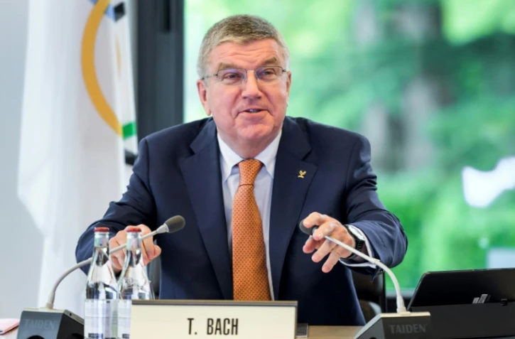 Le patron du CIO Thomas Bach devant le comité exécutif de l'organisation à Pully en banlieue de Lausanne, le 9 juin 2017